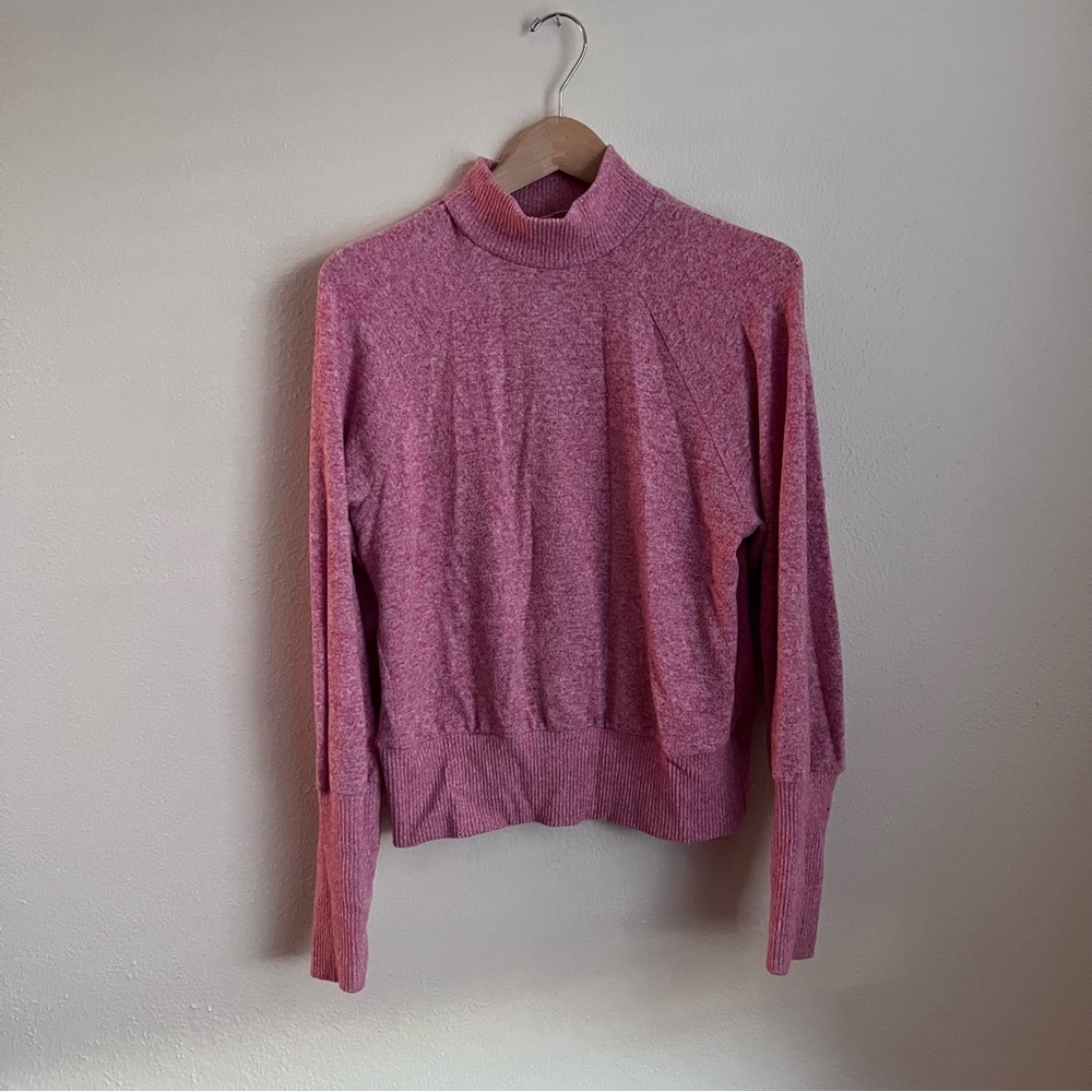 Super Soft Pink Raglan Mockneck Sweater